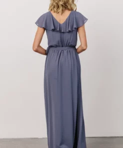 Soi Gaia Tulip Wrap Dress | Slate Blue 12 Soi Gaia Tulip Wrap Dress | Slate Blue