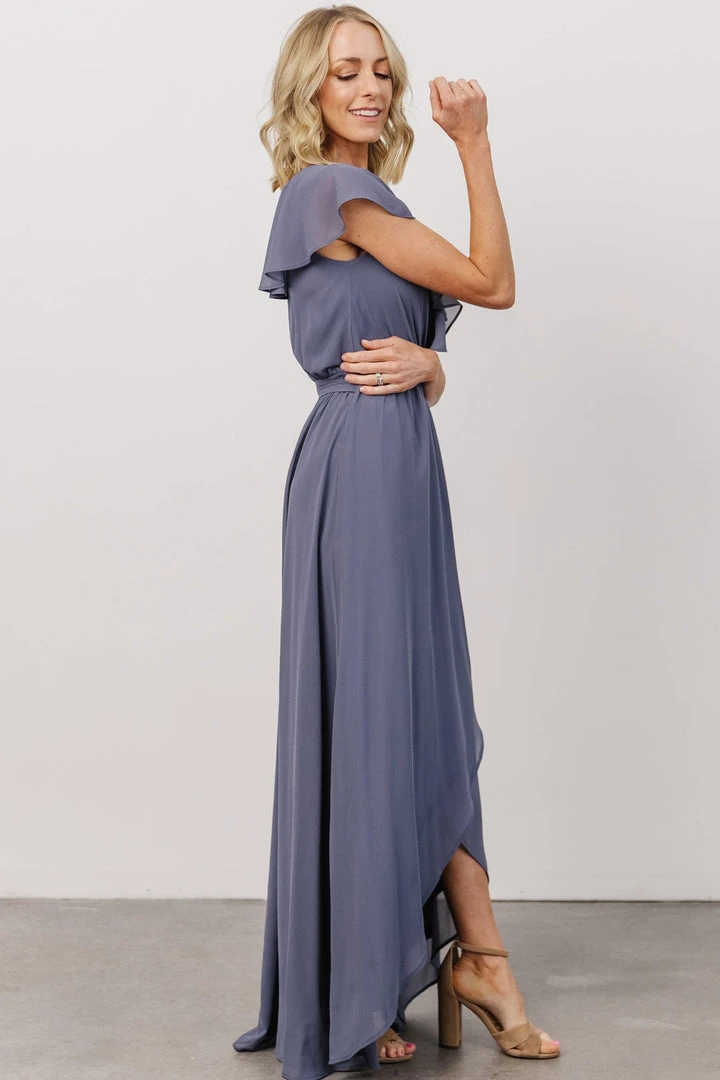 Soi Gaia Tulip Wrap Dress | Slate Blue 3 Soi Gaia Tulip Wrap Dress | Slate Blue