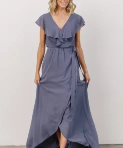 Soi Gaia Tulip Wrap Dress | Slate Blue 16 Soi Gaia Tulip Wrap Dress | Slate Blue