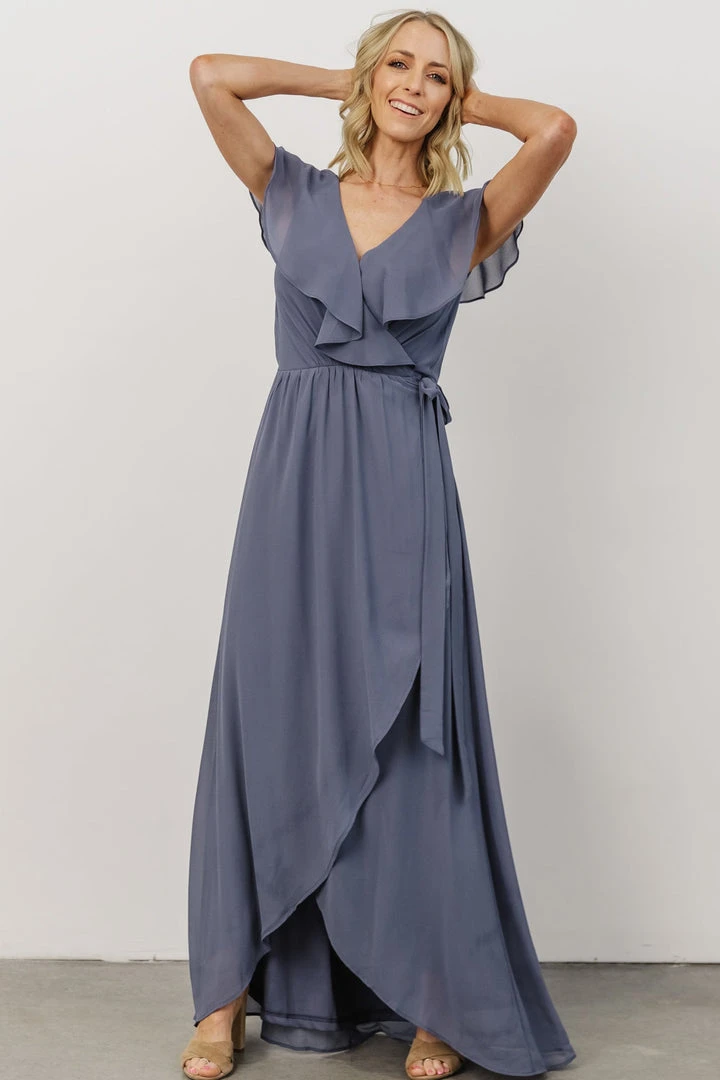 Soi Gaia Tulip Wrap Dress | Slate Blue 6 Soi Gaia Tulip Wrap Dress | Slate Blue