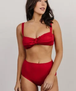 BJB Glamour High Waisted Bikini Bottom | Red