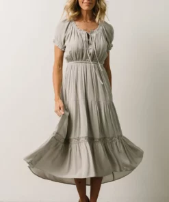 IL Greer Pintucked Midi Dress | Slate Gray Dresses