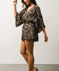 KM Haddock Leopard Print Romper | Mocha