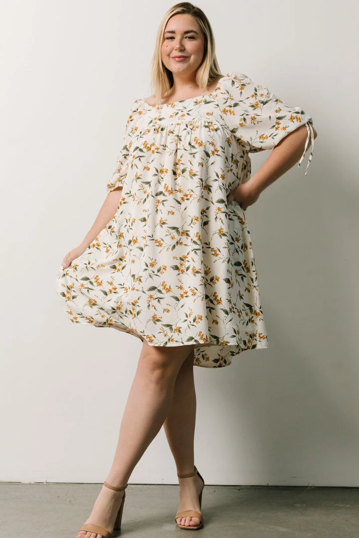 HAY Hallie Babydoll Mini Dress | Ivory + Gold Floral Dresses 2 HAY Hallie Babydoll Mini Dress | Ivory + Gold Floral Dresses