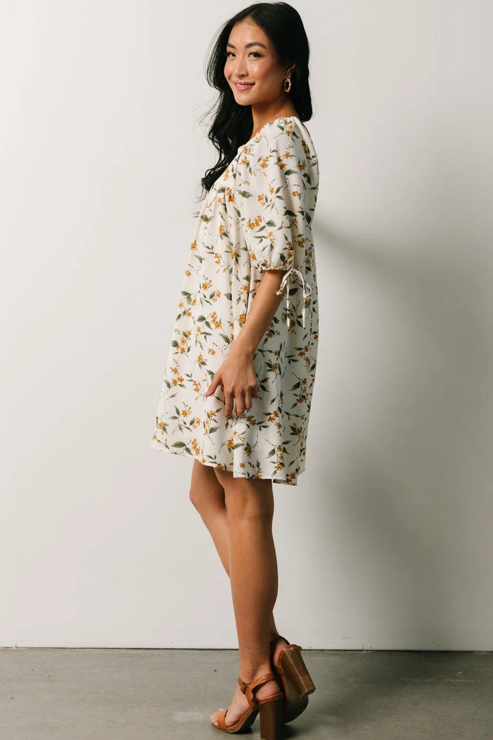 HAY Hallie Babydoll Mini Dress | Ivory + Gold Floral Dresses 5 HAY Hallie Babydoll Mini Dress | Ivory + Gold Floral Dresses