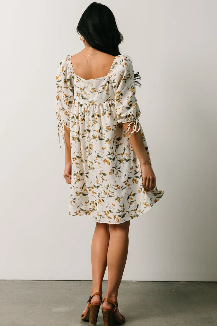 HAY Hallie Babydoll Mini Dress | Ivory + Gold Floral Dresses 4 HAY Hallie Babydoll Mini Dress | Ivory + Gold Floral Dresses