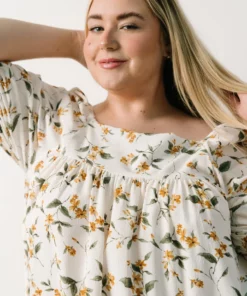 HAY Hallie Babydoll Mini Dress | Ivory + Gold Floral Dresses 24 HAY Hallie Babydoll Mini Dress | Ivory + Gold Floral Dresses