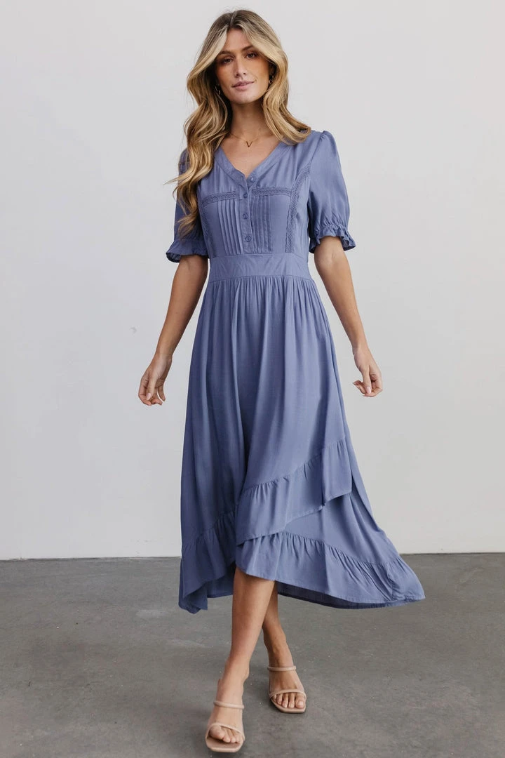 POL Hannah Midi Dress | Dusty Blue 1 POL Hannah Midi Dress | Dusty Blue