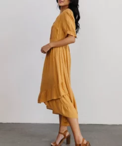POL Dresses Hannah Midi Dress | Mustard