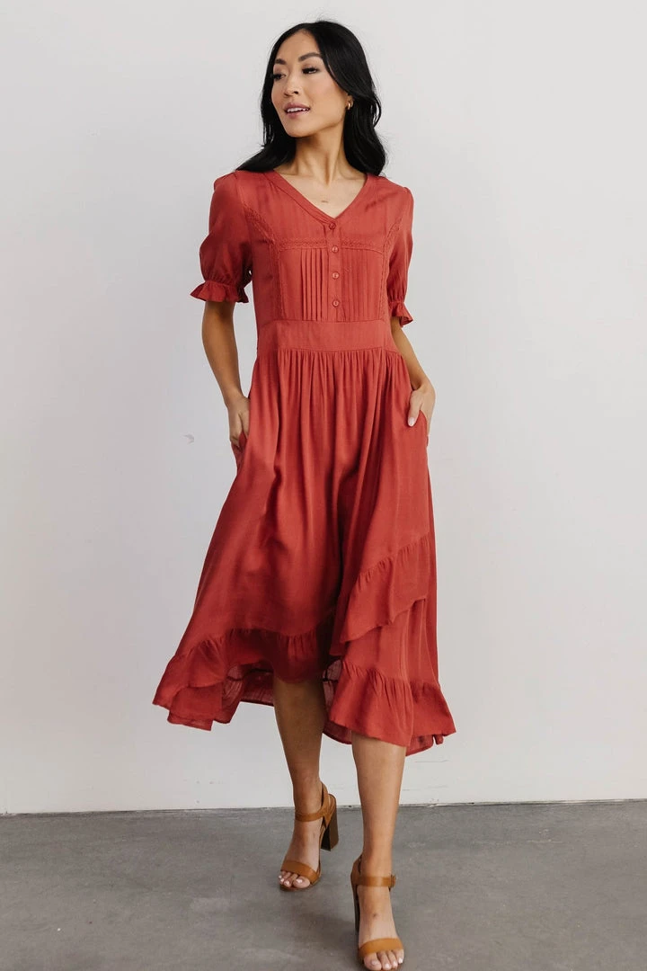 POL Dresses Hannah Midi Dress | Rust 4 POL Dresses Hannah Midi Dress | Rust