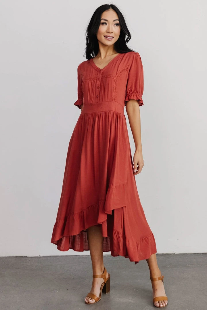 POL Dresses Hannah Midi Dress | Rust 3 POL Dresses Hannah Midi Dress | Rust