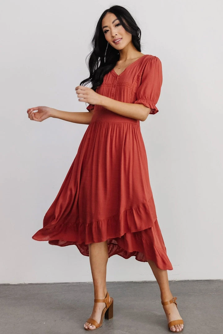 POL Dresses Hannah Midi Dress | Rust 2 POL Dresses Hannah Midi Dress | Rust