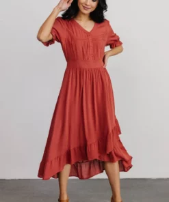 POL Dresses Hannah Midi Dress | Rust
