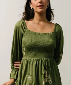 SL Heather Smocked Midi Dress | Olive + Peach Floral 11 SL Heather Smocked Midi Dress | Olive + Peach Floral