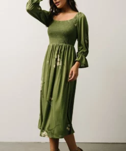SL Heather Smocked Midi Dress | Olive + Peach Floral 9 SL Heather Smocked Midi Dress | Olive + Peach Floral