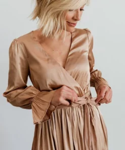 DD Holly Satin Maxi Dress | Champagne Dresses