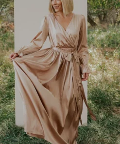 DD Holly Satin Maxi Dress | Champagne Dresses