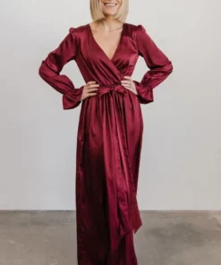 DD Dresses Holly Satin Maxi Dress | Cranberry