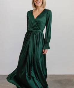 DD Holly Satin Maxi Dress | Dark Green Dresses