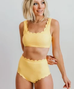 BJB Honolulu High Waist Bikini Bottom | Yellow Swim