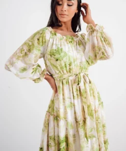 FT Hope Off Shoulder Maxi Dress | Green Floral 15 FT Hope Off Shoulder Maxi Dress | Green Floral