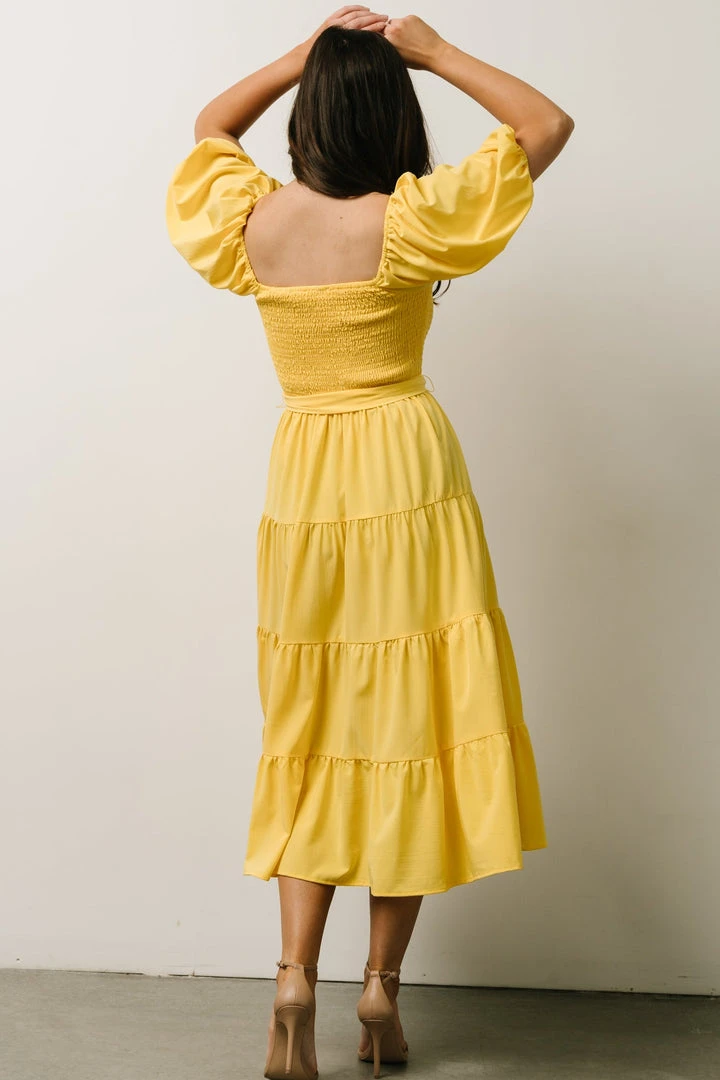 FT Horizon Puff Sleeve Smocked Midi Dress | Bright Yellow 5 FT Horizon Puff Sleeve Smocked Midi Dress | Bright Yellow