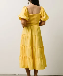 FT Horizon Puff Sleeve Smocked Midi Dress | Bright Yellow 12 FT Horizon Puff Sleeve Smocked Midi Dress | Bright Yellow