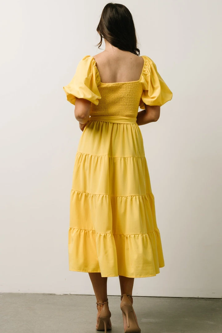 FT Horizon Puff Sleeve Smocked Midi Dress | Bright Yellow 4 FT Horizon Puff Sleeve Smocked Midi Dress | Bright Yellow