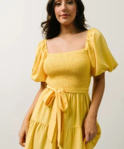 FT Horizon Puff Sleeve Smocked Midi Dress | Bright Yellow 17 FT Horizon Puff Sleeve Smocked Midi Dress | Bright Yellow