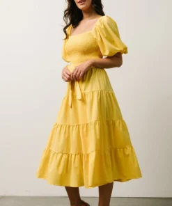 FT Horizon Puff Sleeve Smocked Midi Dress | Bright Yellow 11 FT Horizon Puff Sleeve Smocked Midi Dress | Bright Yellow