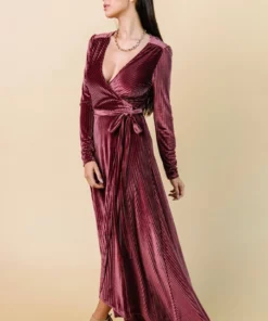 BB Custom Jada Ribbed Velvet Wrap Dress | Dark Rose 19 BB Custom Jada Ribbed Velvet Wrap Dress | Dark Rose