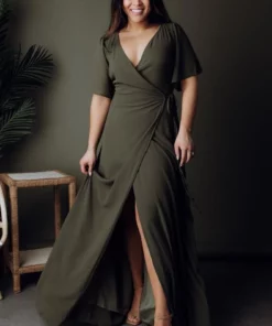 BB Custom Dresses Ivy Wrap Maxi Dress | Olive