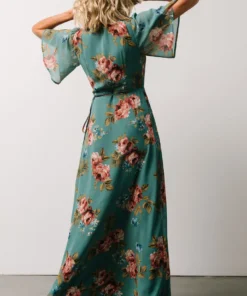 BB Custom Ivy Wrap Maxi Dress | Persian Green Floral