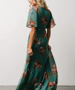 BB Custom Ivy Wrap Maxi Dress | Persian Green Floral