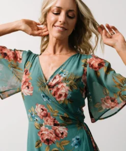 BB Custom Ivy Wrap Maxi Dress | Persian Green Floral