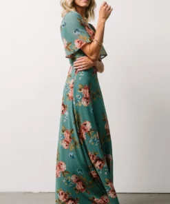 BB Custom Ivy Wrap Maxi Dress | Persian Green Floral
