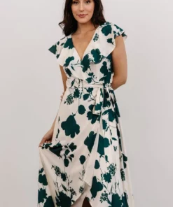 Soi Dresses Jacqueline Wrap Maxi Dress | Green Floral