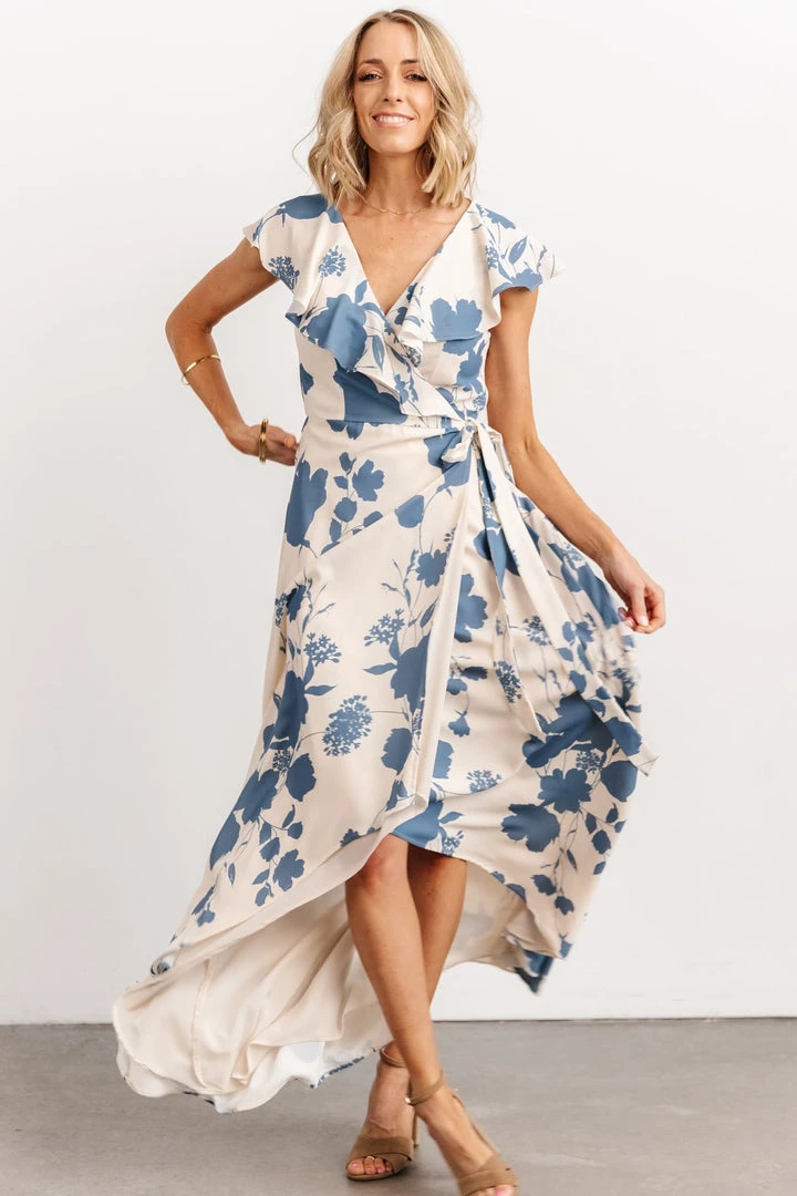 Soi Jacqueline Wrap Maxi Dress | Ivory + Slate Floral Dresses 1 Soi Jacqueline Wrap Maxi Dress | Ivory + Slate Floral Dresses