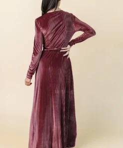 BB Custom Jada Ribbed Velvet Wrap Dress | Dark Rose 14 BB Custom Jada Ribbed Velvet Wrap Dress | Dark Rose