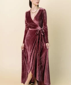BB Custom Jada Ribbed Velvet Wrap Dress | Dark Rose 16 BB Custom Jada Ribbed Velvet Wrap Dress | Dark Rose