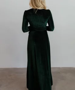 BB Custom Jada Ribbed Velvet Wrap Dress | Emerald 20 BB Custom Jada Ribbed Velvet Wrap Dress | Emerald