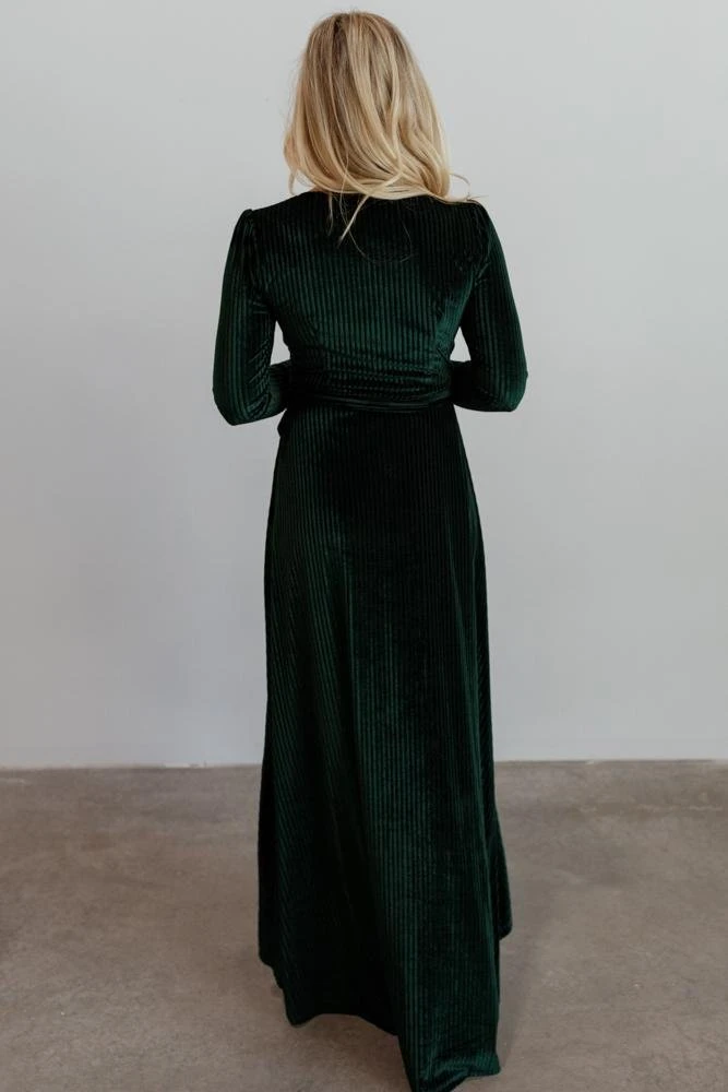 BB Custom Jada Ribbed Velvet Wrap Dress | Emerald 10 BB Custom Jada Ribbed Velvet Wrap Dress | Emerald