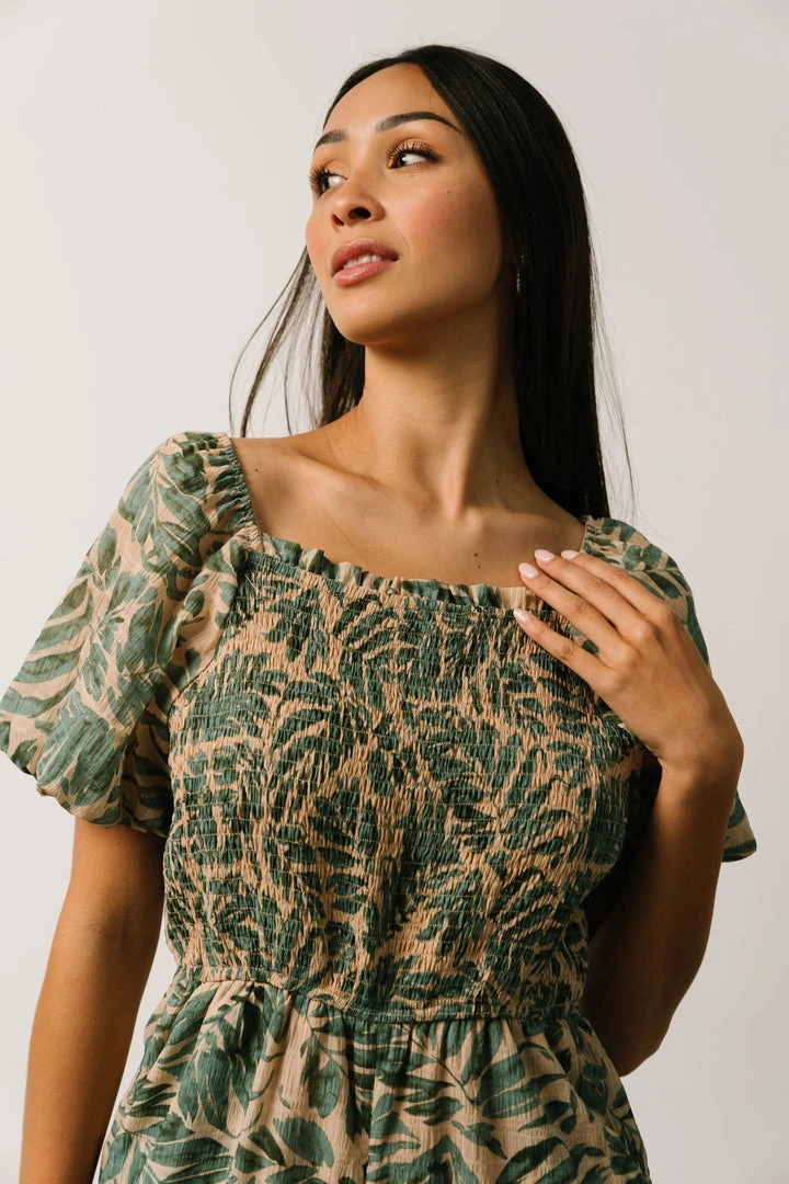 HAY Vacation Jane Smocked Jumpsuit | Sage Palm Print 7 HAY Vacation Jane Smocked Jumpsuit | Sage Palm Print