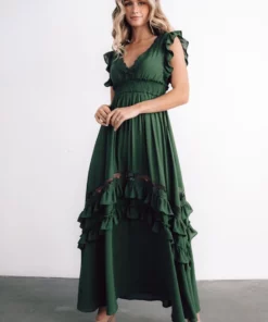 BB Custom Jasmine Ruffle Maxi Dress | Dusty Green