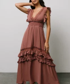 BB Custom Jasmine Ruffle Maxi Dress | Rosy Brown Dresses