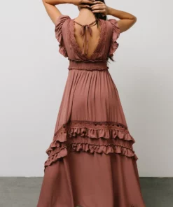 BB Custom Jasmine Ruffle Maxi Dress | Rosy Brown Dresses