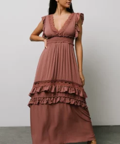 BB Custom Jasmine Ruffle Maxi Dress | Rosy Brown Dresses