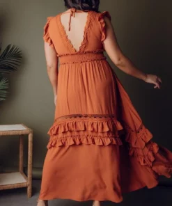 BB Custom Dresses Jasmine Ruffle Maxi Dress | Rust 15 BB Custom Dresses Jasmine Ruffle Maxi Dress | Rust
