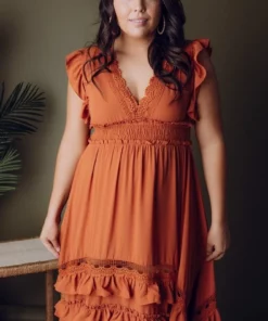 BB Custom Dresses Jasmine Ruffle Maxi Dress | Rust 17 BB Custom Dresses Jasmine Ruffle Maxi Dress | Rust