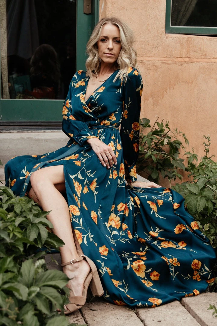 BB Custom Dresses Jenna Maxi Dress | Dark Blue Floral 1 BB Custom Dresses Jenna Maxi Dress | Dark Blue Floral